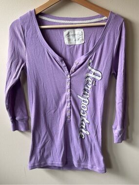 Aeropostale Lavender Henley Quarter Sleeve Top